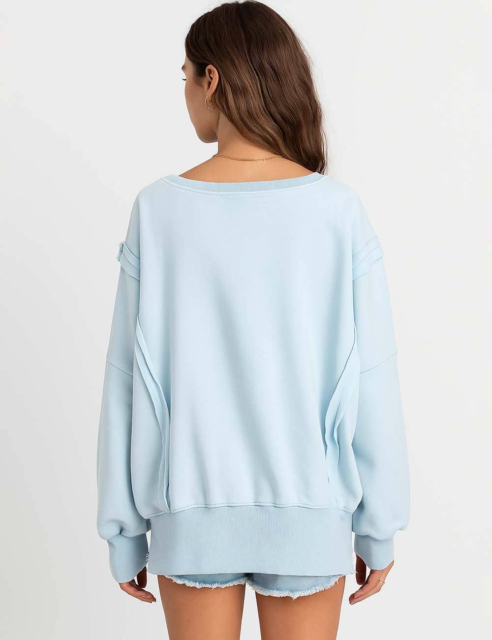 Sweetkama – wholesale Sweatshirt - Dam – Enfärgad oregelbunden Slouchy tröja för damer SKT38510