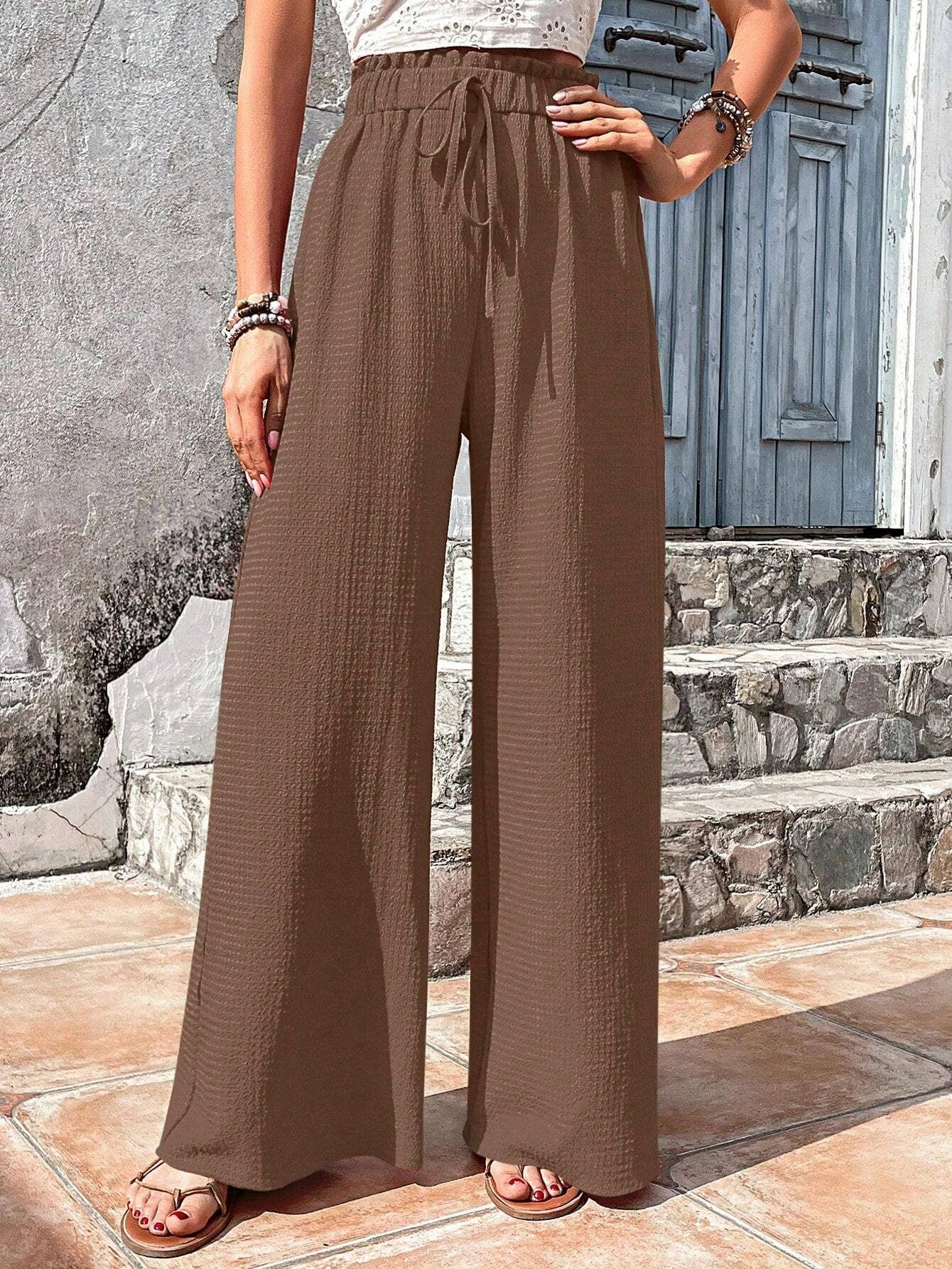 Lily Clothing - Wholesale Pants - Women's - ASSORTED BUBBLE PLAID CASUAL WIDE-LEG PANTS12