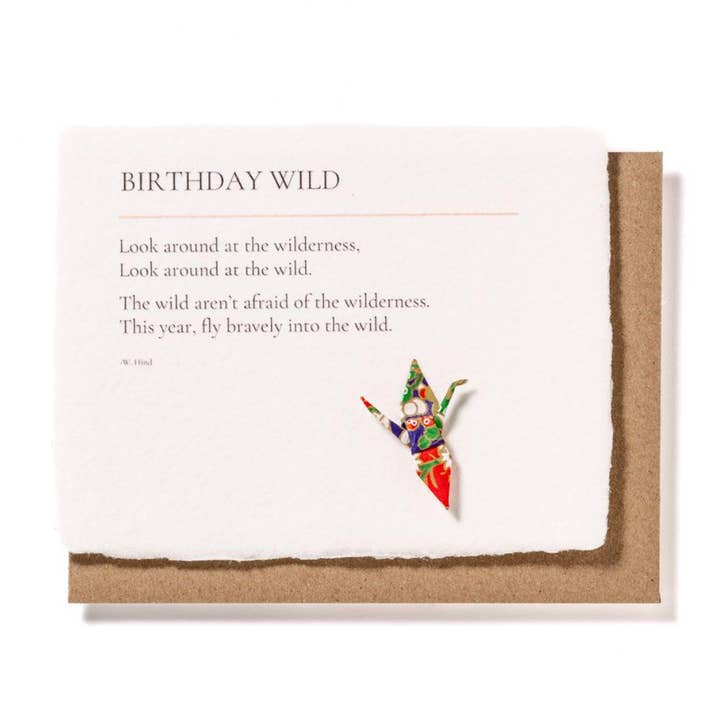 tiny poetry project – Großhandel Geburtstagskarten – Birthday Wild: Verzierte Geburtstagskarte mit Origami-Kranich