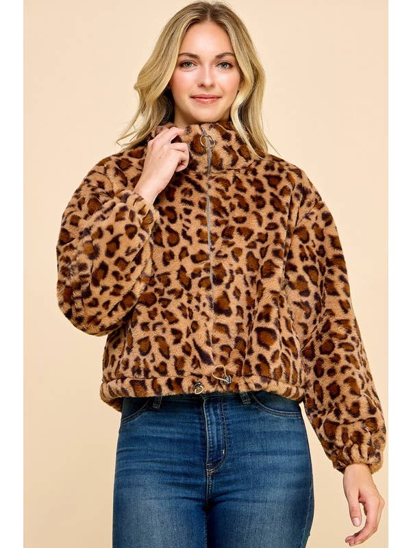 JACKET01 LEOPARD PRINT FAUX FUR JACKET for wholesale on Faire2