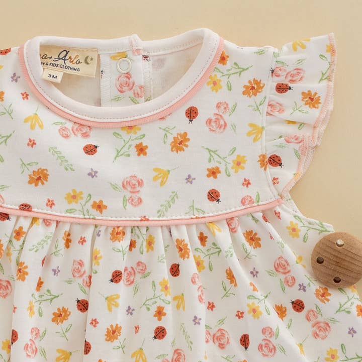 Magnolia Baby - Wholesale Clothing Set - Baby - Bugs and Blossoms Ruffle Diaper Cover Set