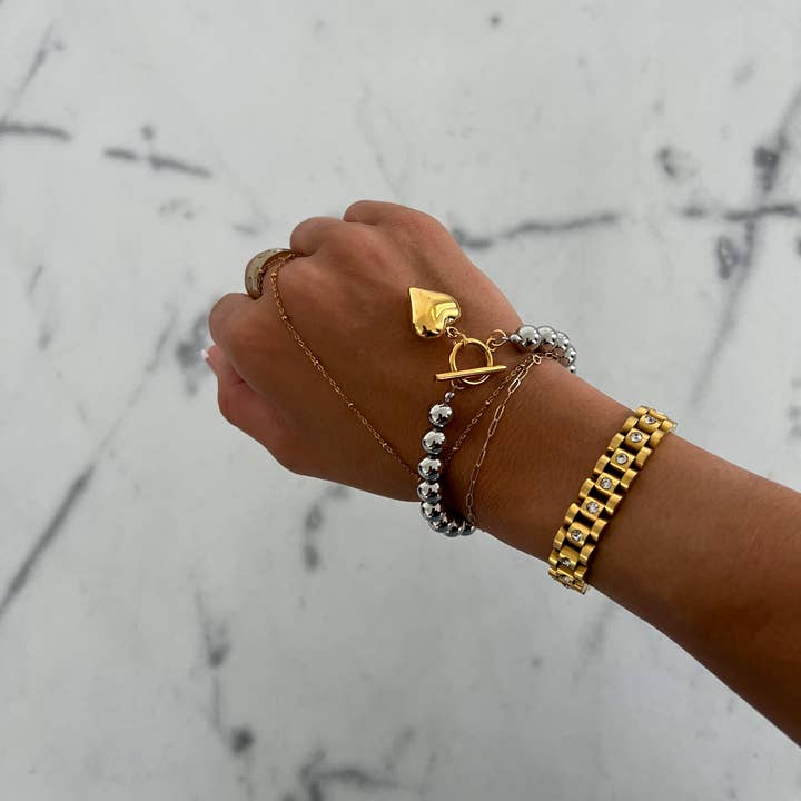 CHANSUTTPEARLS - Wholesale Charm/Dangle Bracelet - GLAM HEART BRACELET 1