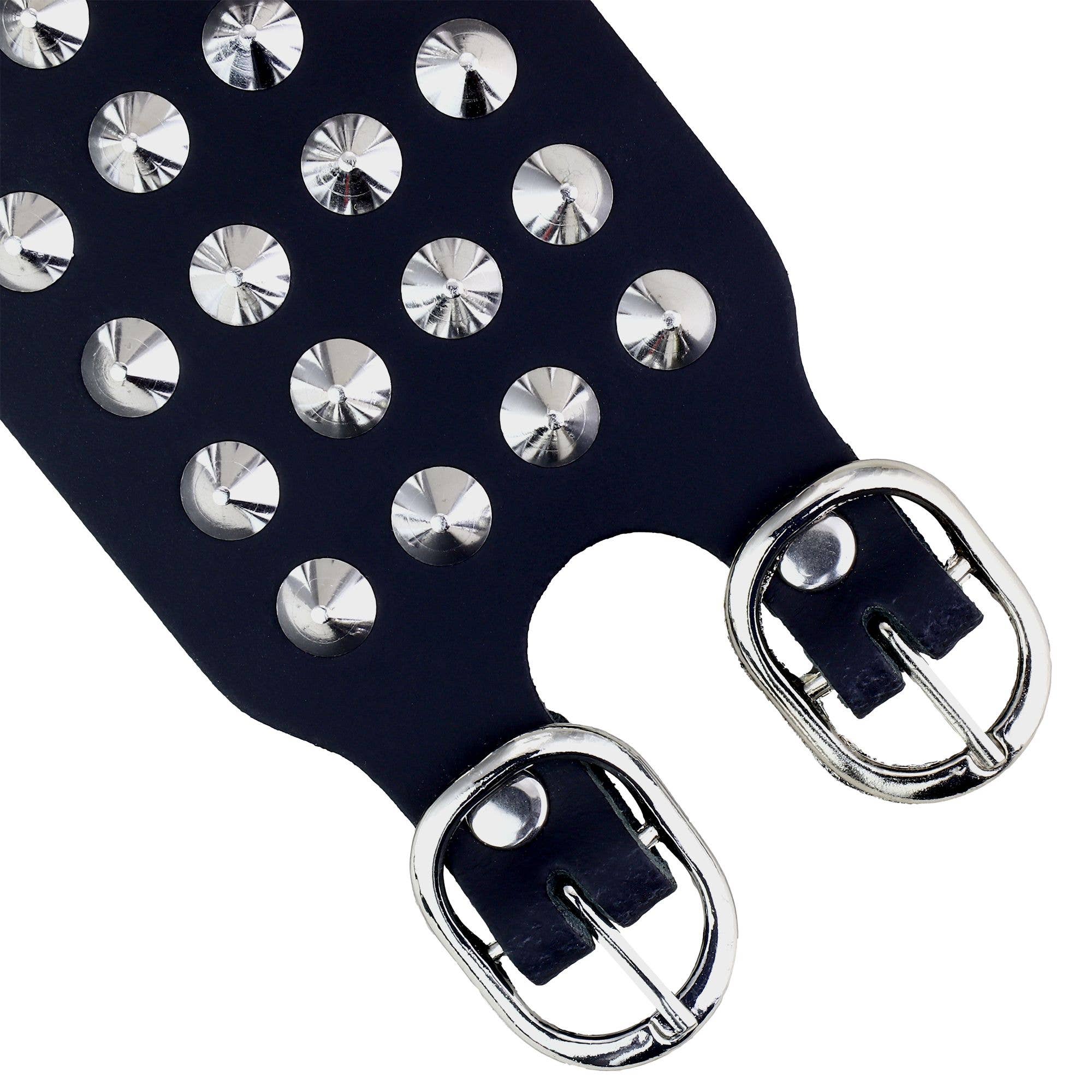 Tribal Trade GmbH - Vente Bracelet - Bracelet en cuir à clous pointus cuir noir bracelet à clous 4 rangs1