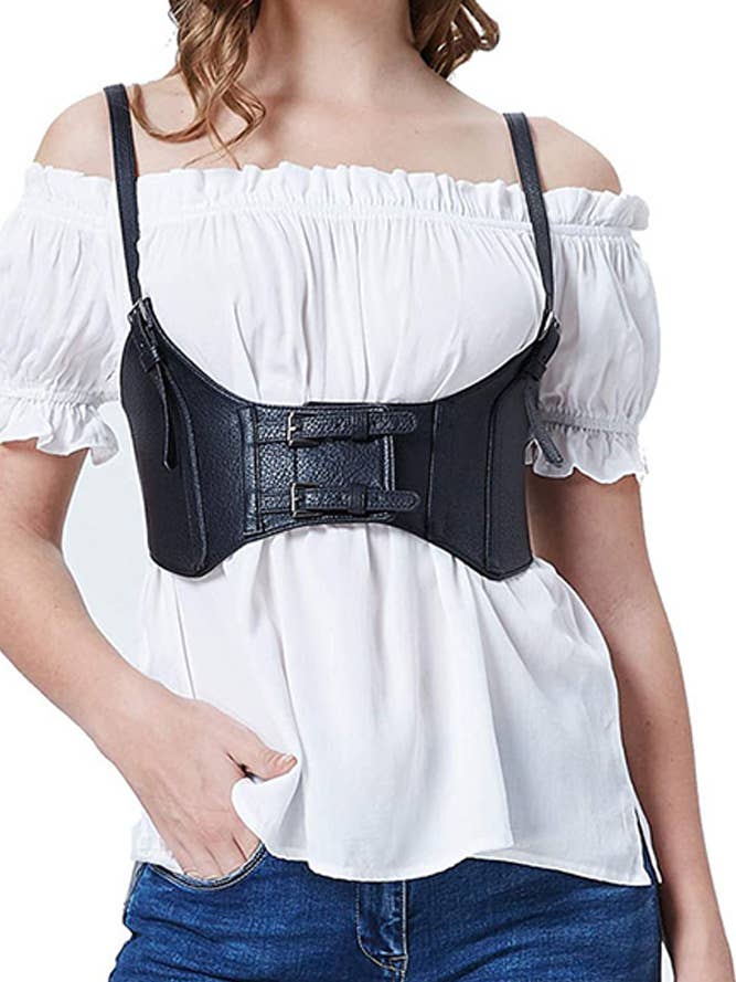 UNISHE - Wholesale Corset - Women's - Spaghetti Buckle Leather Corset YDL0236
