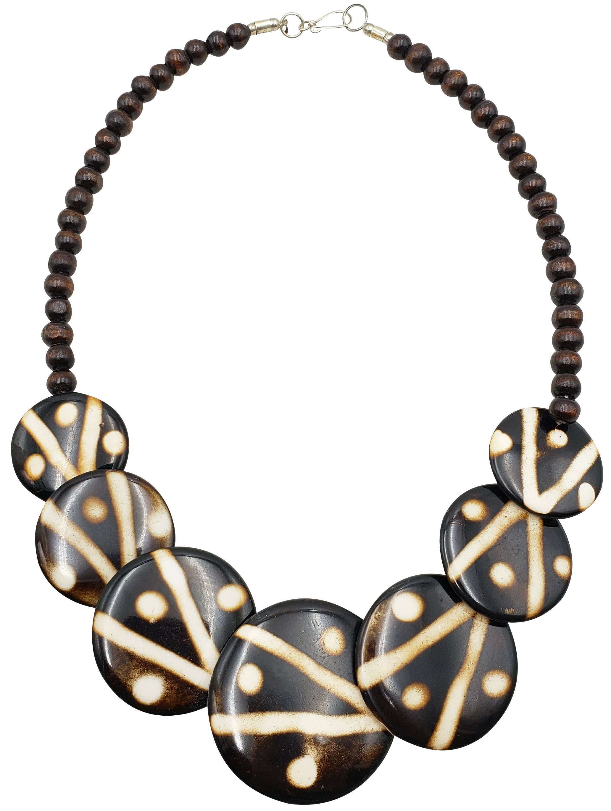 Treasure Jewelry - Venta al por mayor Collares de cuentas/perlas - Collar de resina con diseño batik y cuentas de madera4