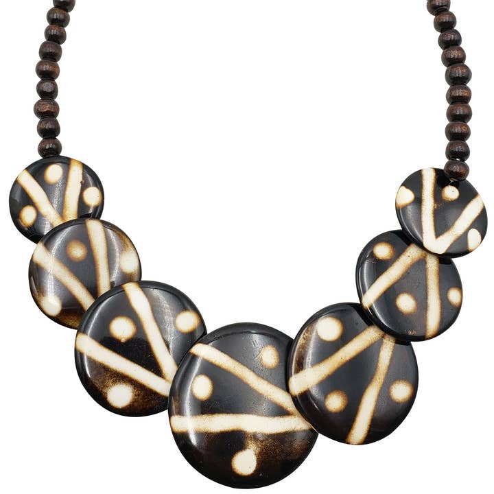 Treasure Jewelry - Wholesale Beaded/pearl necklace - Batik Print Resin Necklace With Wooden beads4