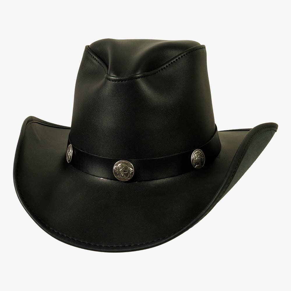 American Hat Makers - Venta al por mayor Sombrero cowboy - Unisex - Sombrero Vaquero de Cuero Genuino con Concho - Estilo Cyclone21