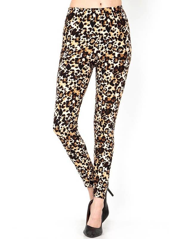Brun PLUS F643 PLUS SIZE LEOPARD PRINT LEGGINGS for engroshandel på Faire