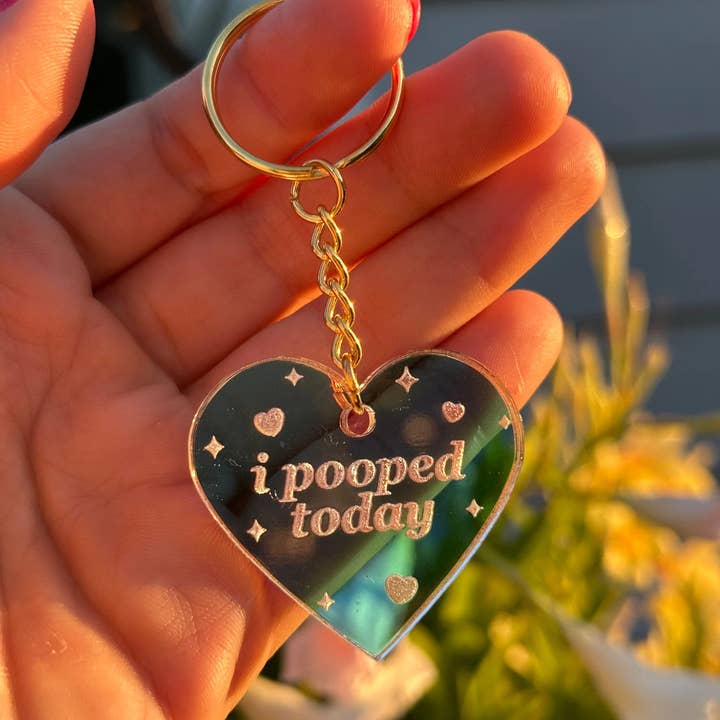 ShlemonArt - Wholesale Keychain - Women's - I Pooped Today Iridescent Acrylic Keychain