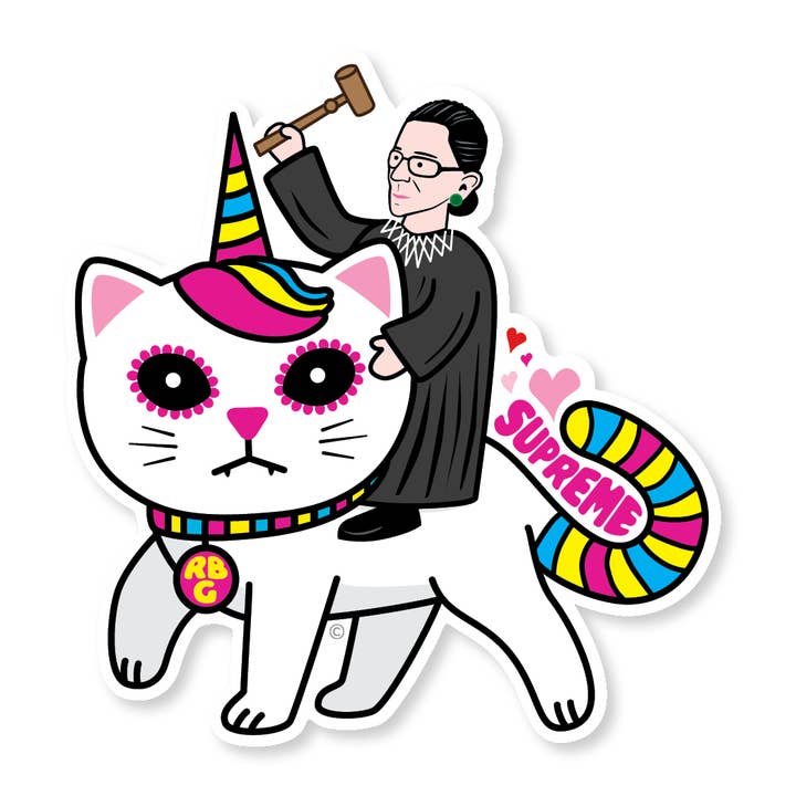 RBG Supreme Unicorn Kitty Die-Cut Sticker for wholesale by ReSISTA Kat