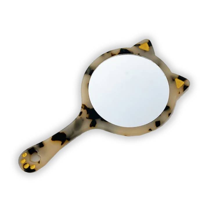 Mini miroir en acétate en forme de chat pour la vente par Quirky Crate