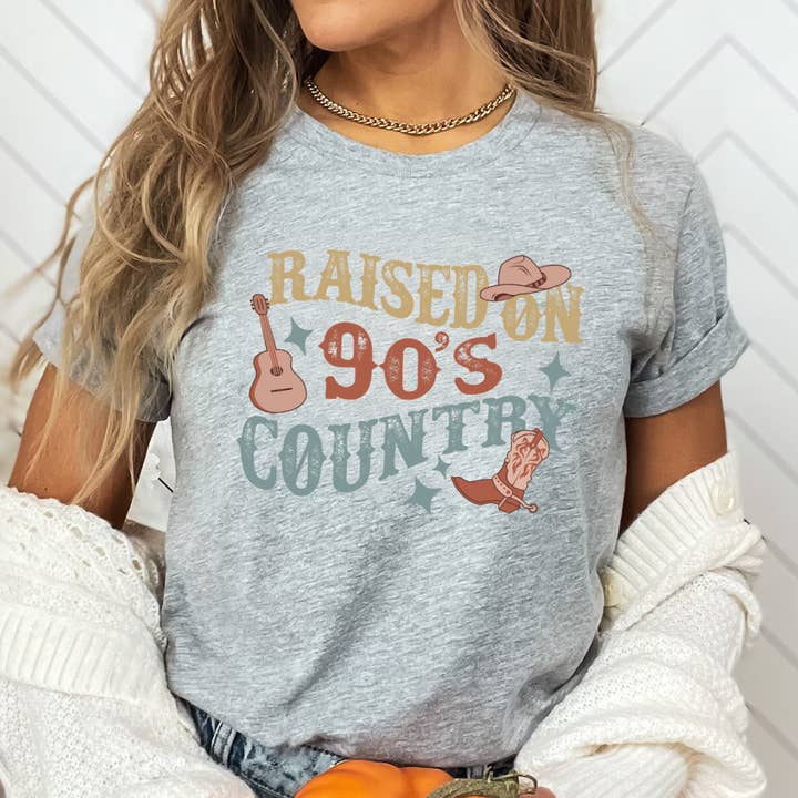 Raised On 90's Country Tees for wholesale by Clover + Cotton Co