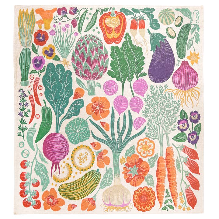 Lili Arnold - Wholesale Tea Towel - Organic Cotton Tea Towel - Veggie Garden