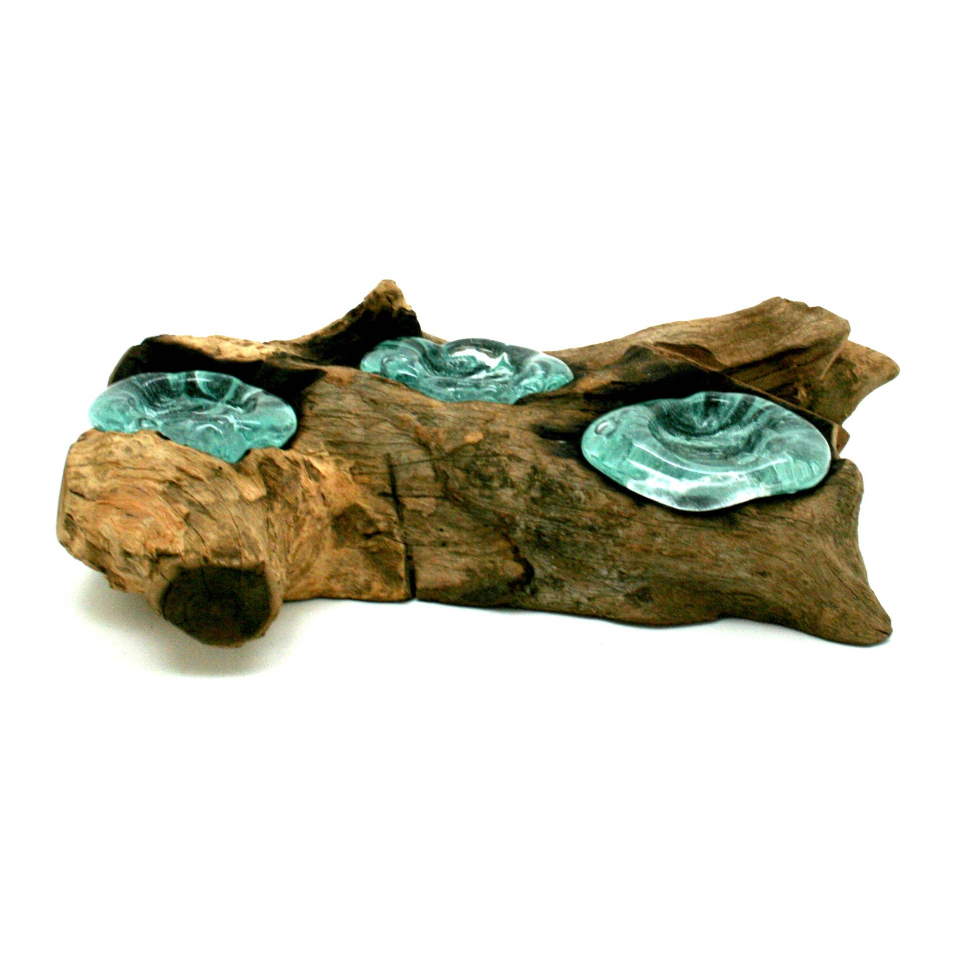 Housewares & Tabletops by Contrast Inc. - Wholesale Candle Holder - Driftwood Triple Candle Holder Blown Glass3
