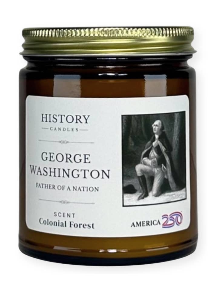 George Washington - Colonial Forest - America250™ Candle for wholesale by History Candles