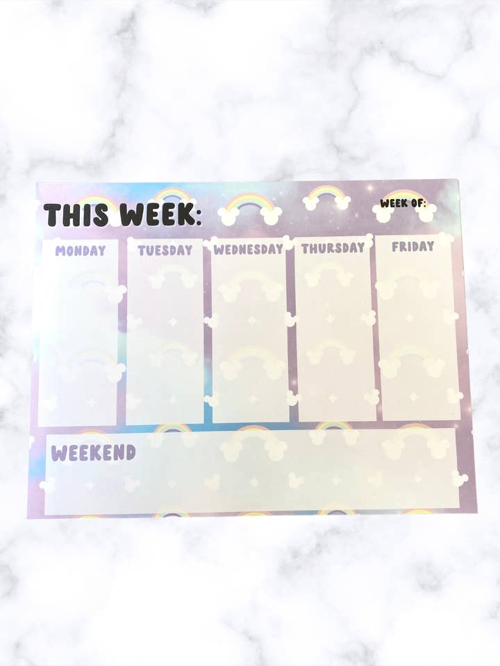 Bloc-notes hebdomadaire Rainbow Mouse pour la vente par Sparkly Paper Co