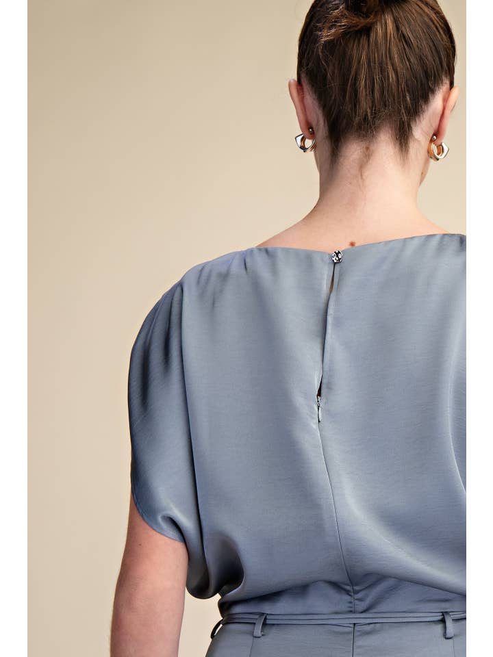 Glam - Wholesale Dress - Women's - Round Neck Waist Tie Back Slit Midi Dress9