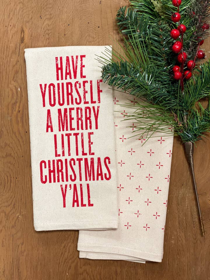 Have Yourself a Merry Little Christmas Y'all - Kitchen Towel for wholesale by SOUTHERN FRIED DESIGN BARN