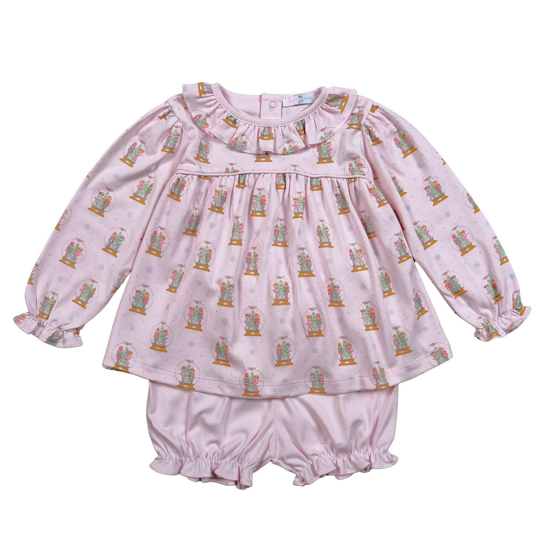 Hug Me First - Wholesale Clothing Set - Baby - XSN-320 Pink Christmas Snow Globes Pima Bloomers set0