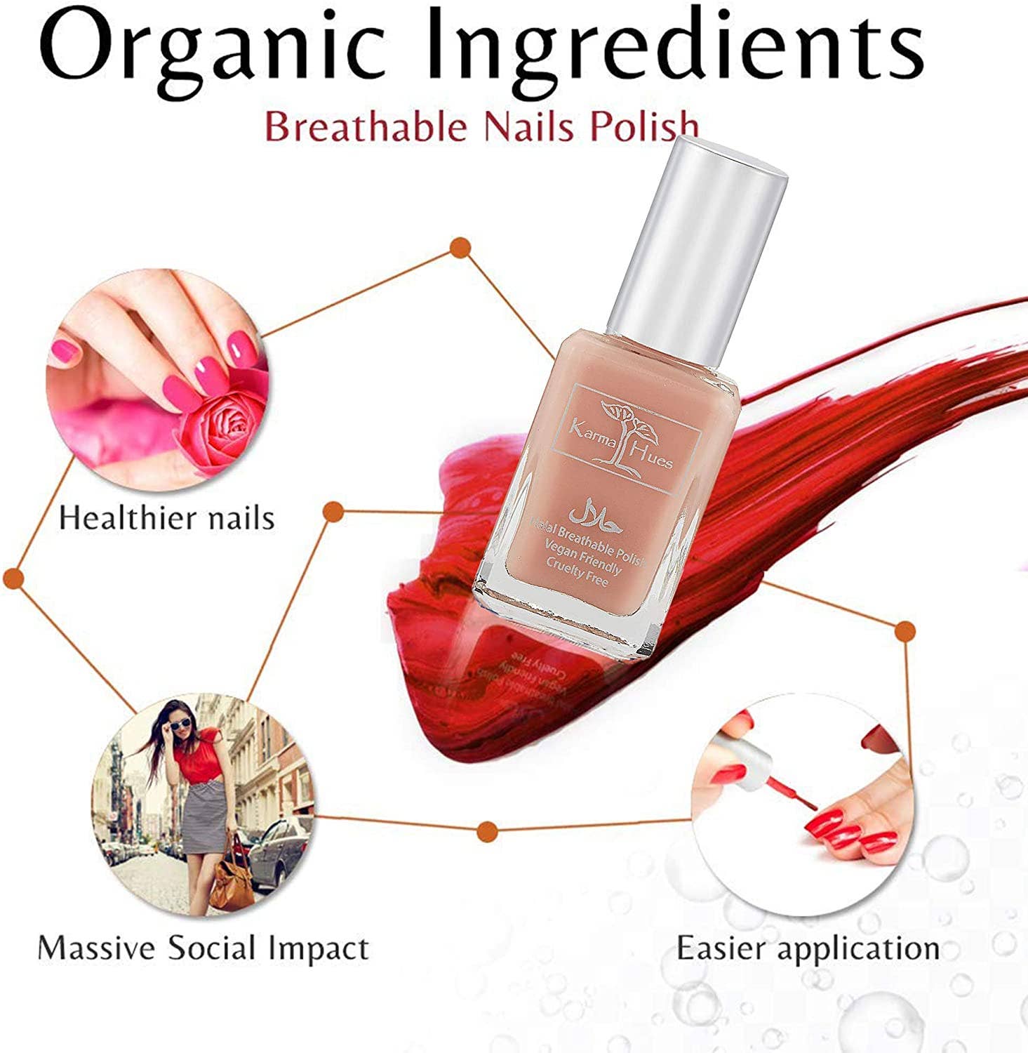 Karma Organic spa - Wholesale Nail Polish - Heena - Karma Halal Certified Nail Polish Truly Breathable2