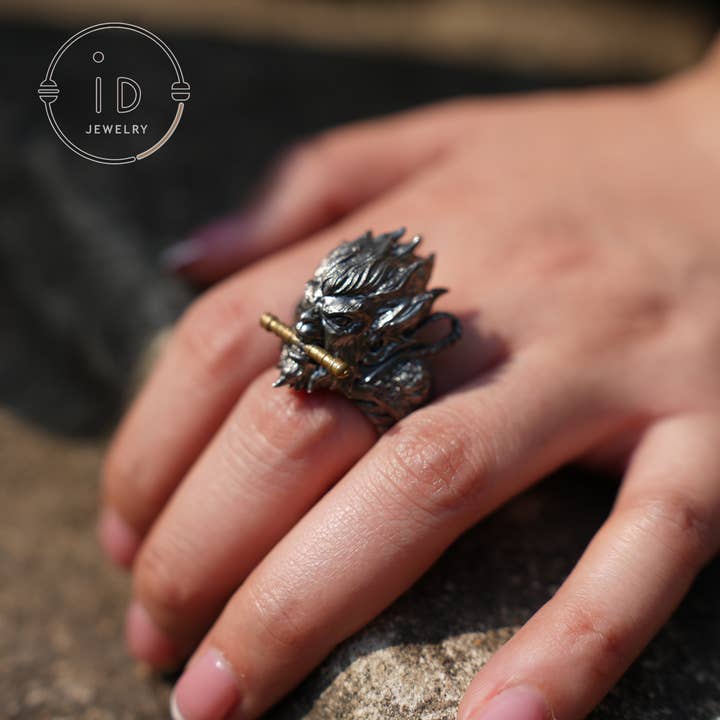 idjewelry - Wholesale Cocktail/Statement Ring - Black Wukong Ring - 925 Silver Gothic Design, Statement Jewelry for Fantasy Lovers3