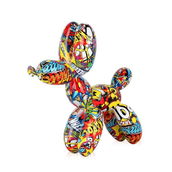 ADM Home Decoration – Escultura por atacado – Escultura em resina 'Cão-balão pequeno' - Graffiti-4