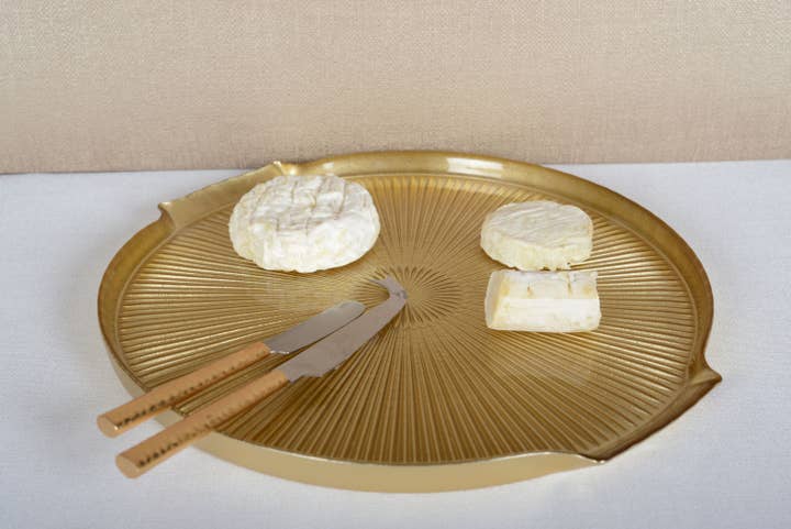 AULICA - Wholesale Platter - Golden Glass Cheese Board 30X28X2Cm