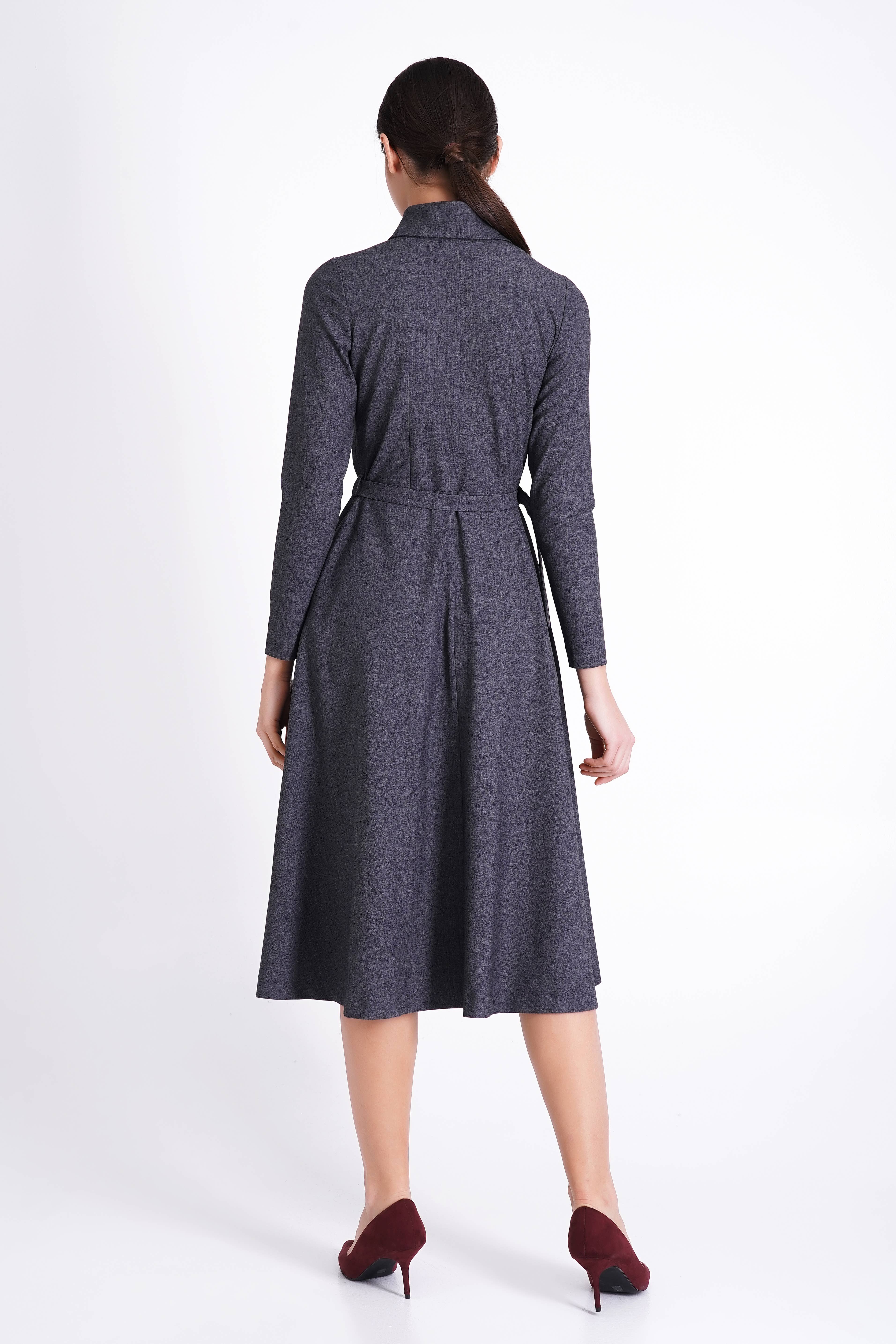 TAVROVSKA - Wholesale Dress - Women's - Gray zipper shirt dress5