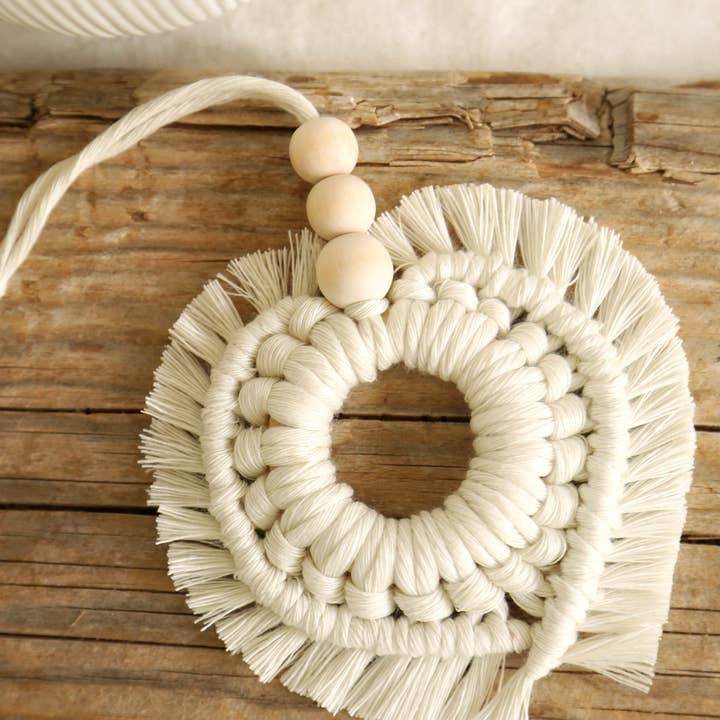 The Frenchie Knot - Wholesale Ornament - Handmade Macramé Nordic Heart – Christmas Decoration1