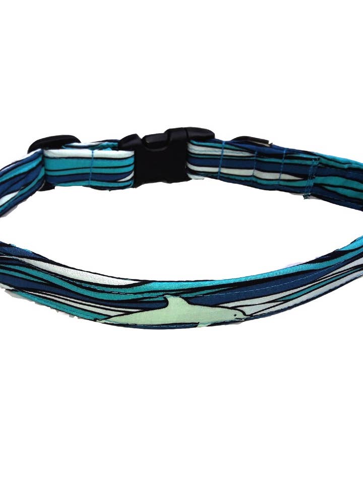 Hawaiian Fabric Adjustable Dog Collar-"Nai'a" for wholesale by Dog Gone Hawaiian