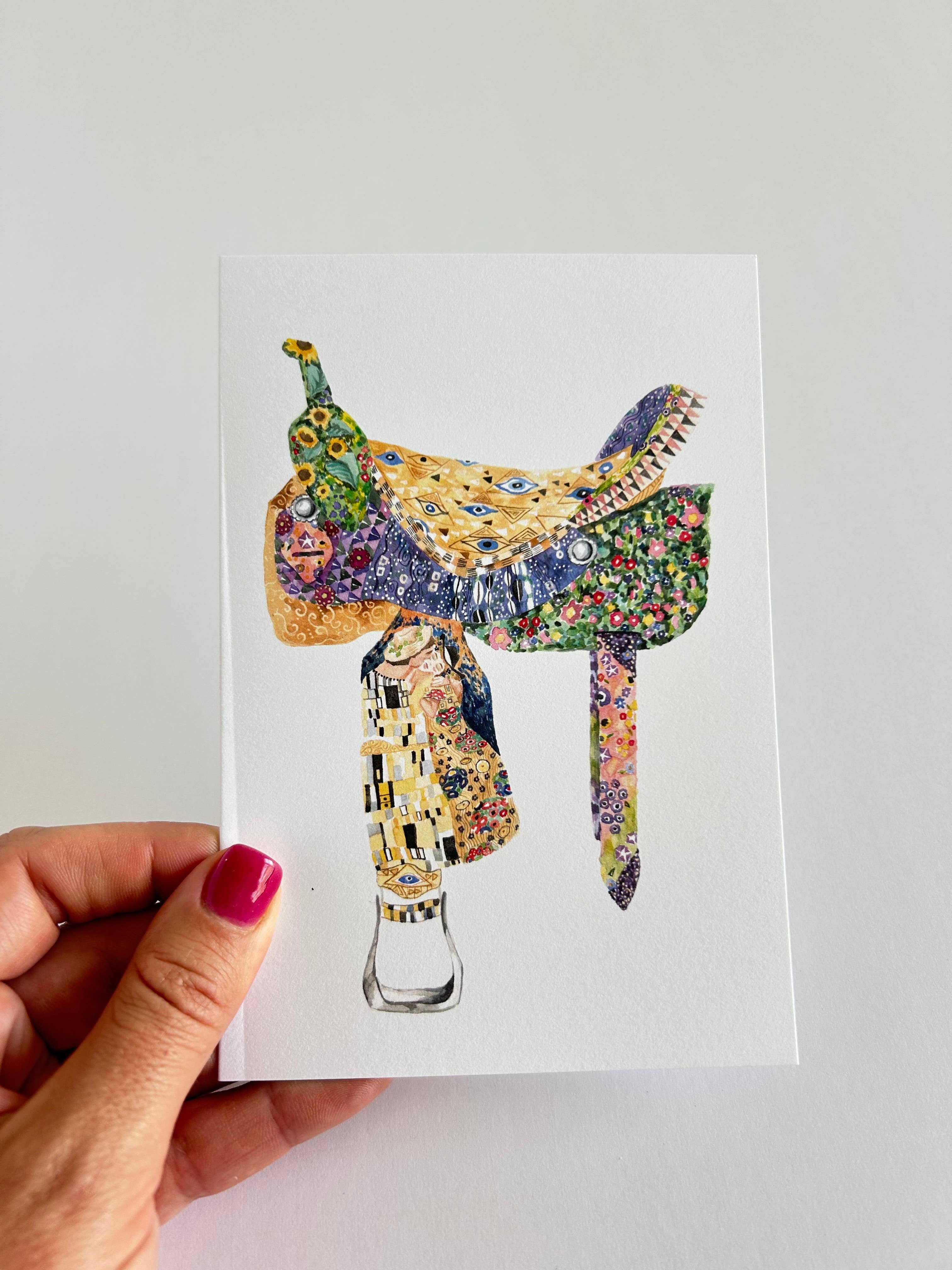 Watercolor Western - Wholesale Everyday Greeting Card - Klimt-Inspired Saddle Greeting Card  0