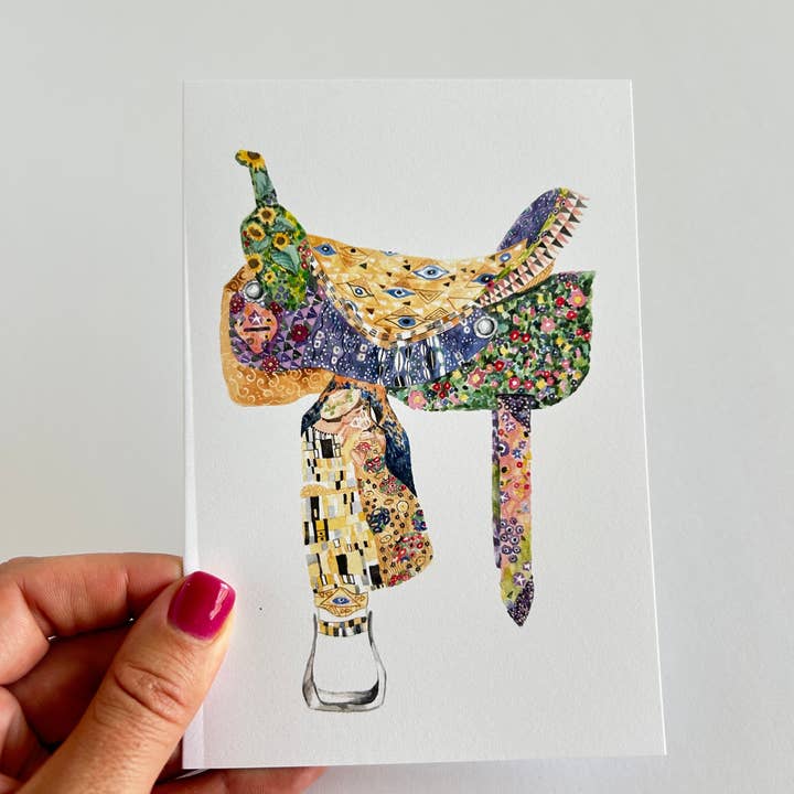 Watercolor Western - Wholesale Everyday Greeting Card - Klimt-Inspired Saddle Greeting Card