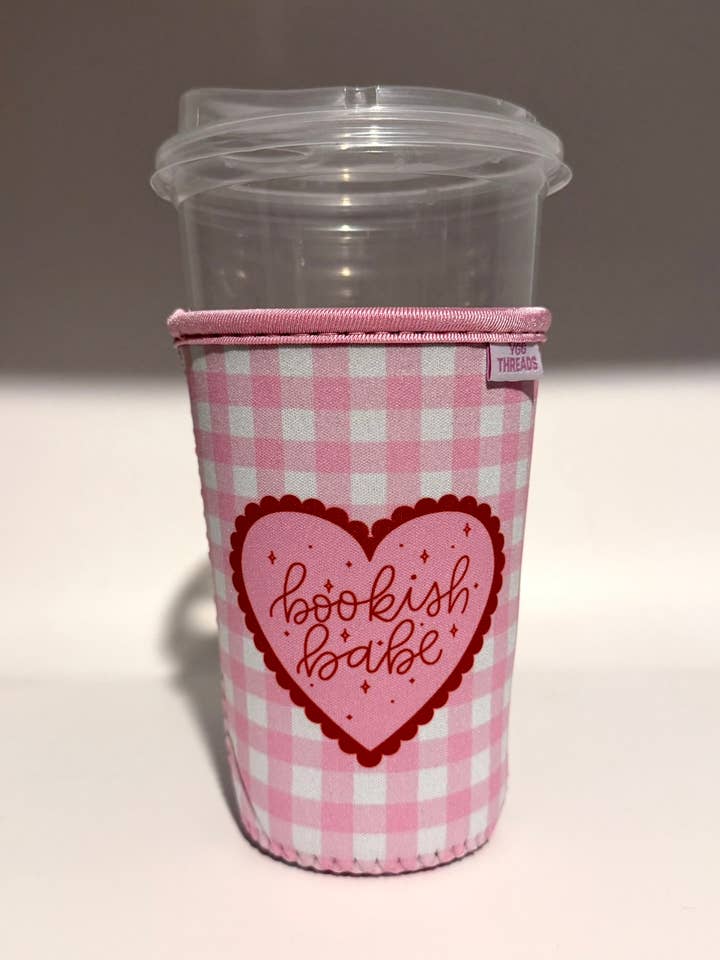 Red Bookish Babe Iced Coffee Drink Sleeve - Medium for wholesale by YGG Threads