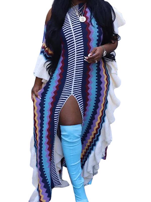 MB FASHION Colorful Zigzag Pattern Sweater Dress 1273LY for wholesale by MB Fashion Wholesale