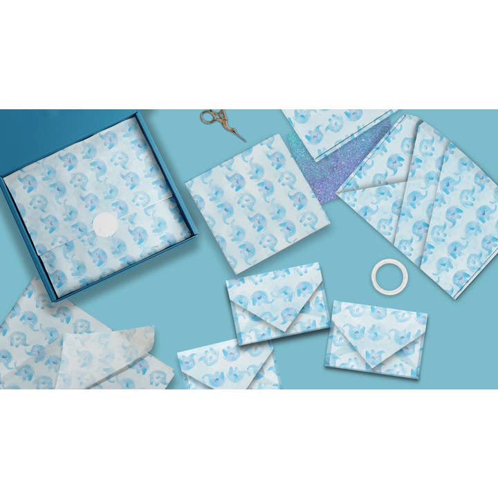 Eleven Fashion - Wholesale Tissue paper - Blue Elephant Designer Printed Tissue Paper5