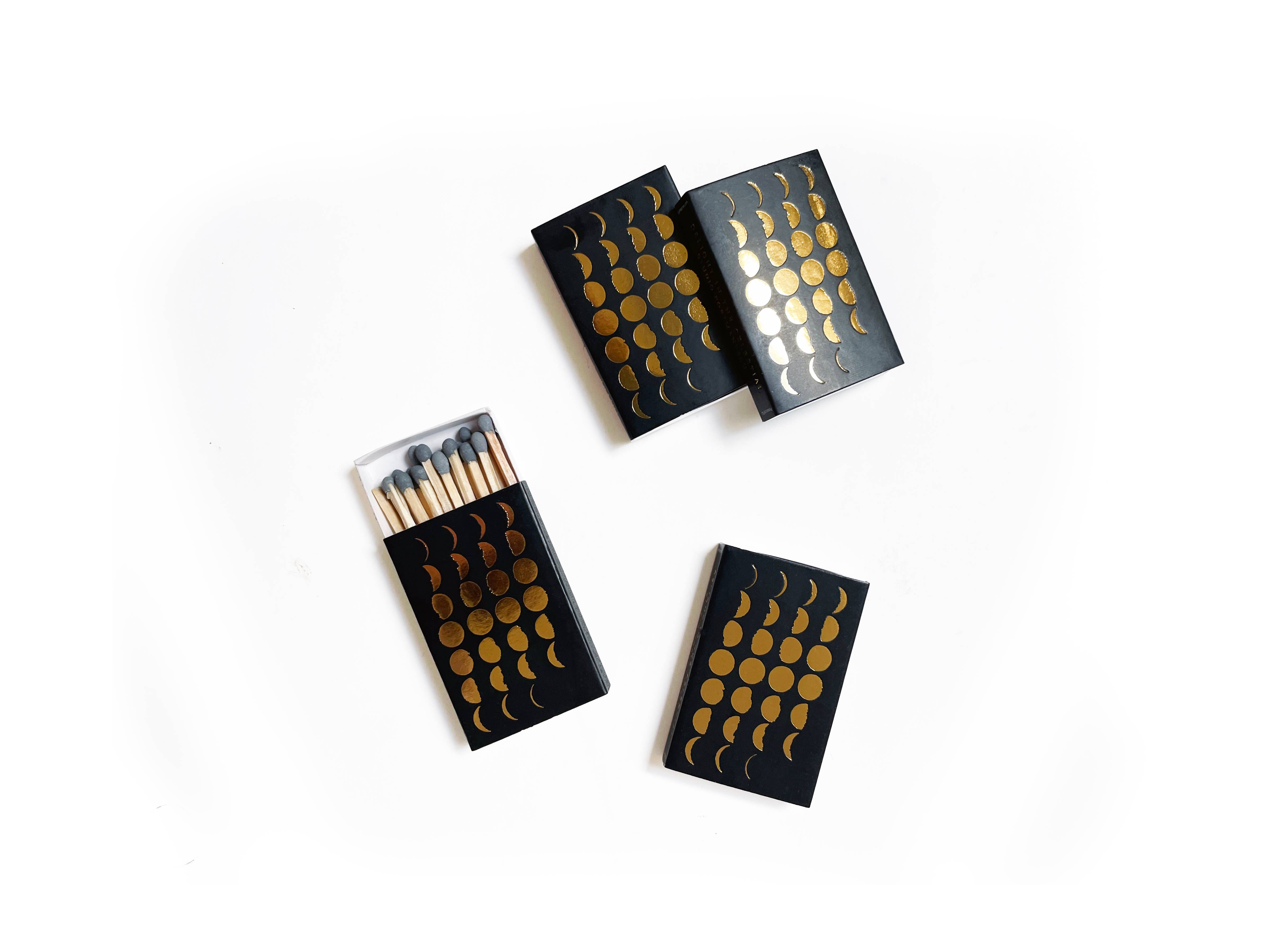 Studio Portmanteau – Suporte de fósforos por atacado – Caixa de Fósforos Fases da Lua | Ouro na Decoração Celestial Preta6