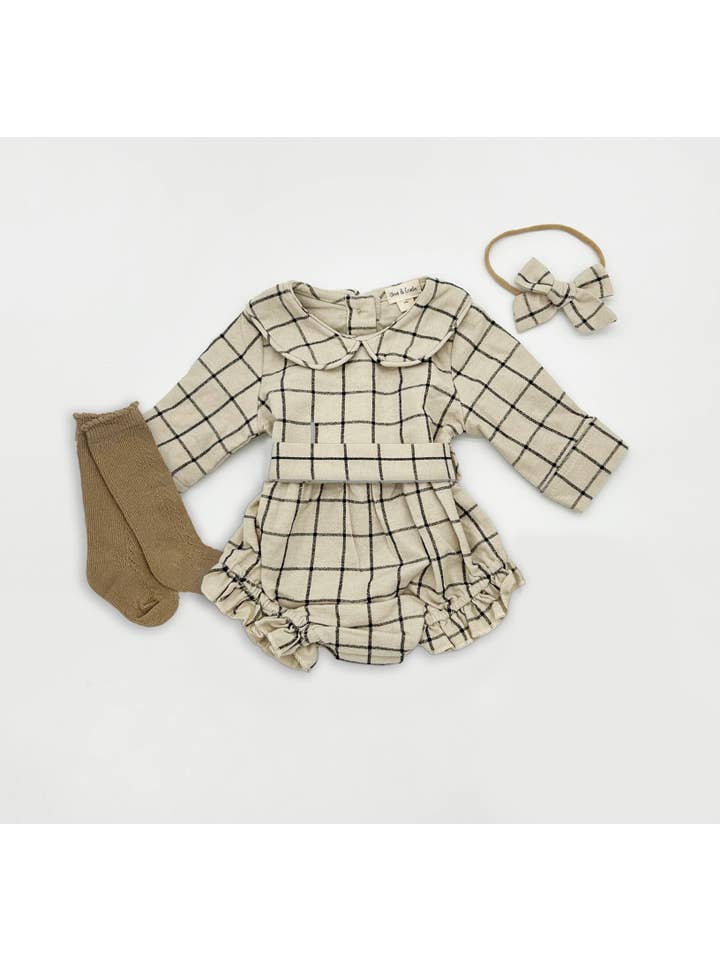 OLIVE & CRADLE - Wholesale Clothing Set - Baby - Plaid Cotton Romper