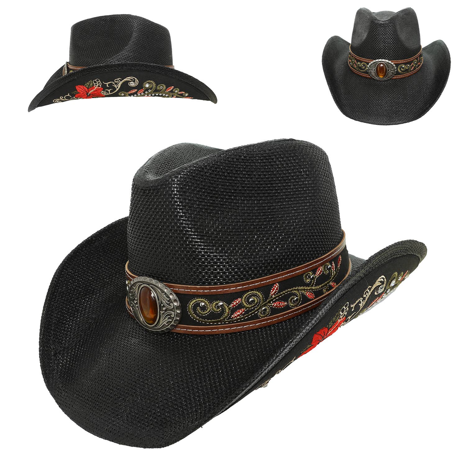 SP Sophia Collection - Wholesale Cowboy Hat - Women's - Western Embroidered Straw Woven Cowboy Hat 5