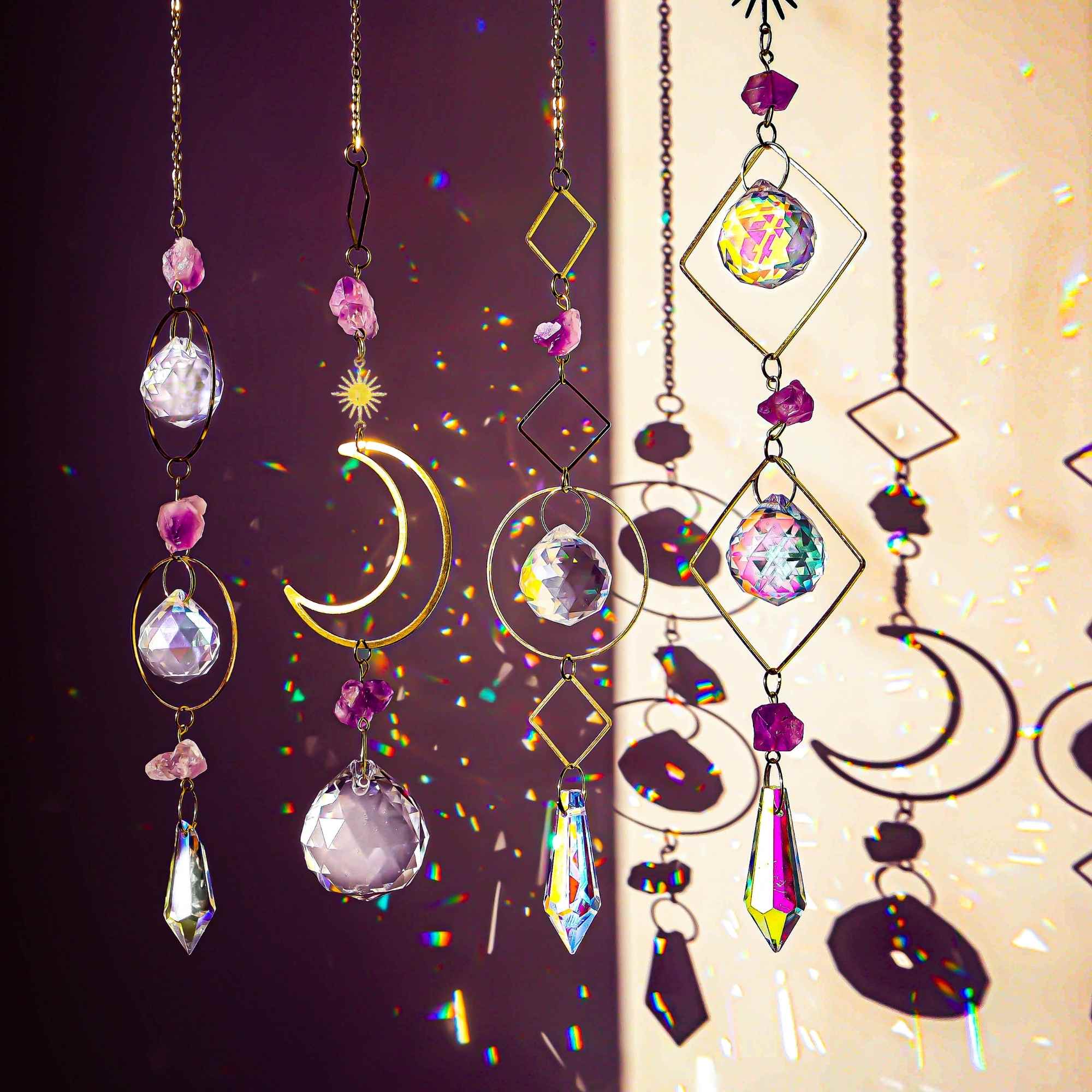 LilAryenne | Jewelry & Suncatchers (Import Fees Covered) - Wholesale Suncatcher - Amethyst Crystal Suncatcher – Boho Witchy Decor1