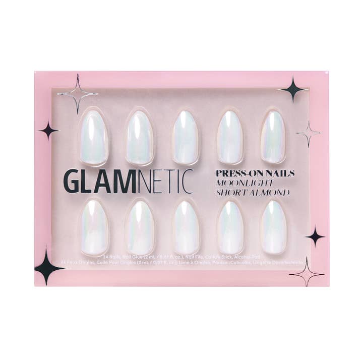 Glamnetic - Wholesale Press-On/Fake Nails - Moonlight Press-On Nails|Pearlescent White| Short Almond1
