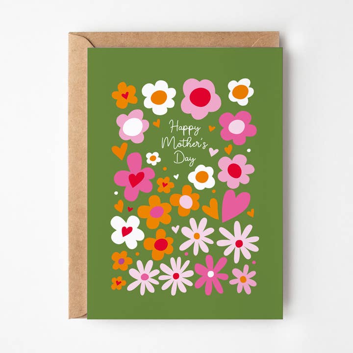Carte de vœux Fleurs Funky pour la fête des mères pour la vente par Happy Street