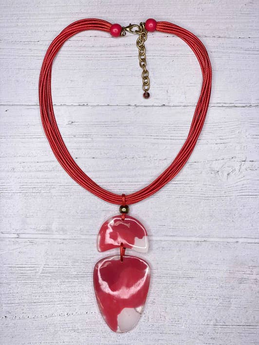 Alisha.D Red Natural & Resin Necklace for wholesale by LIOR / ALISHA D