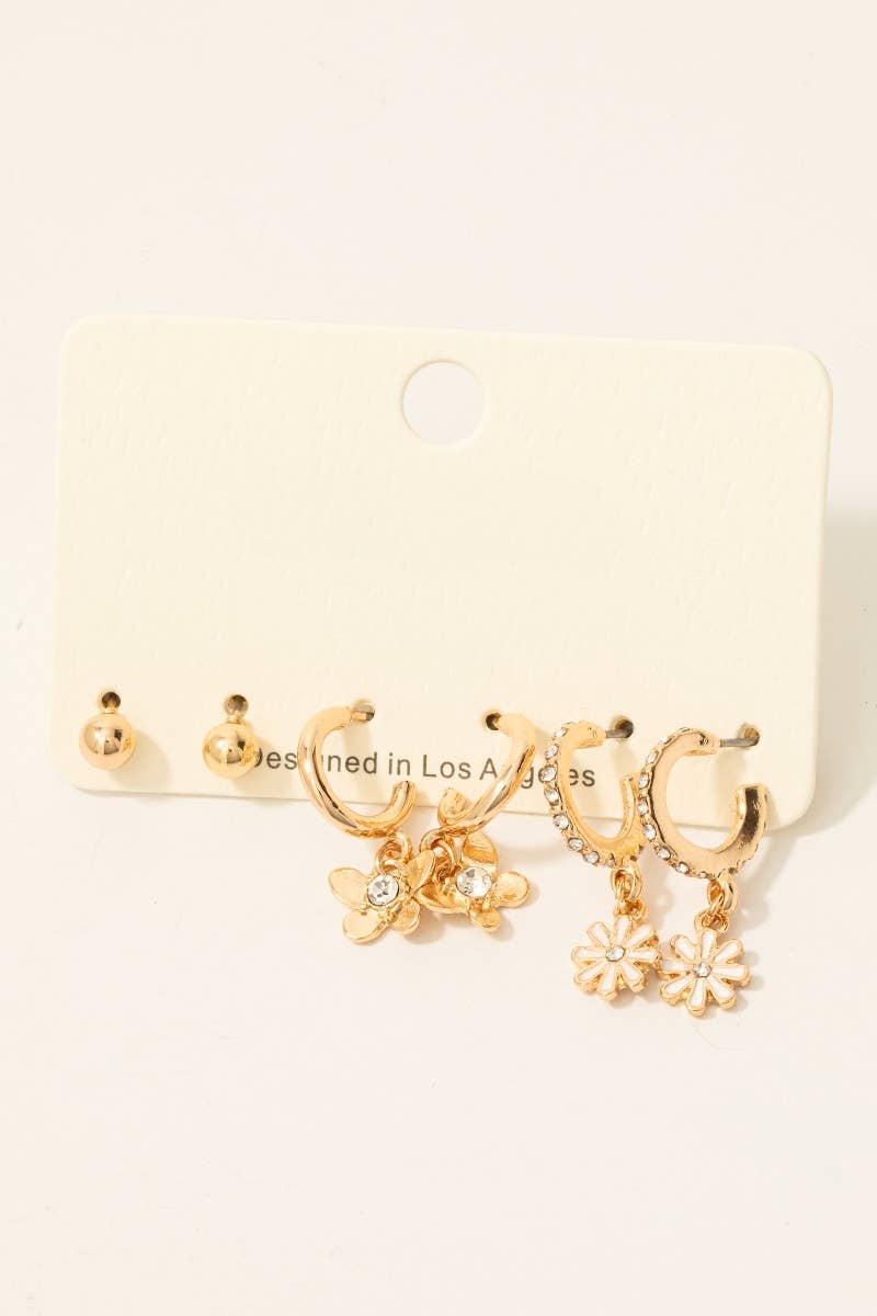 G Mixed Butterfly And Flowers Hoop Earrings Set for wholesale on Faire0