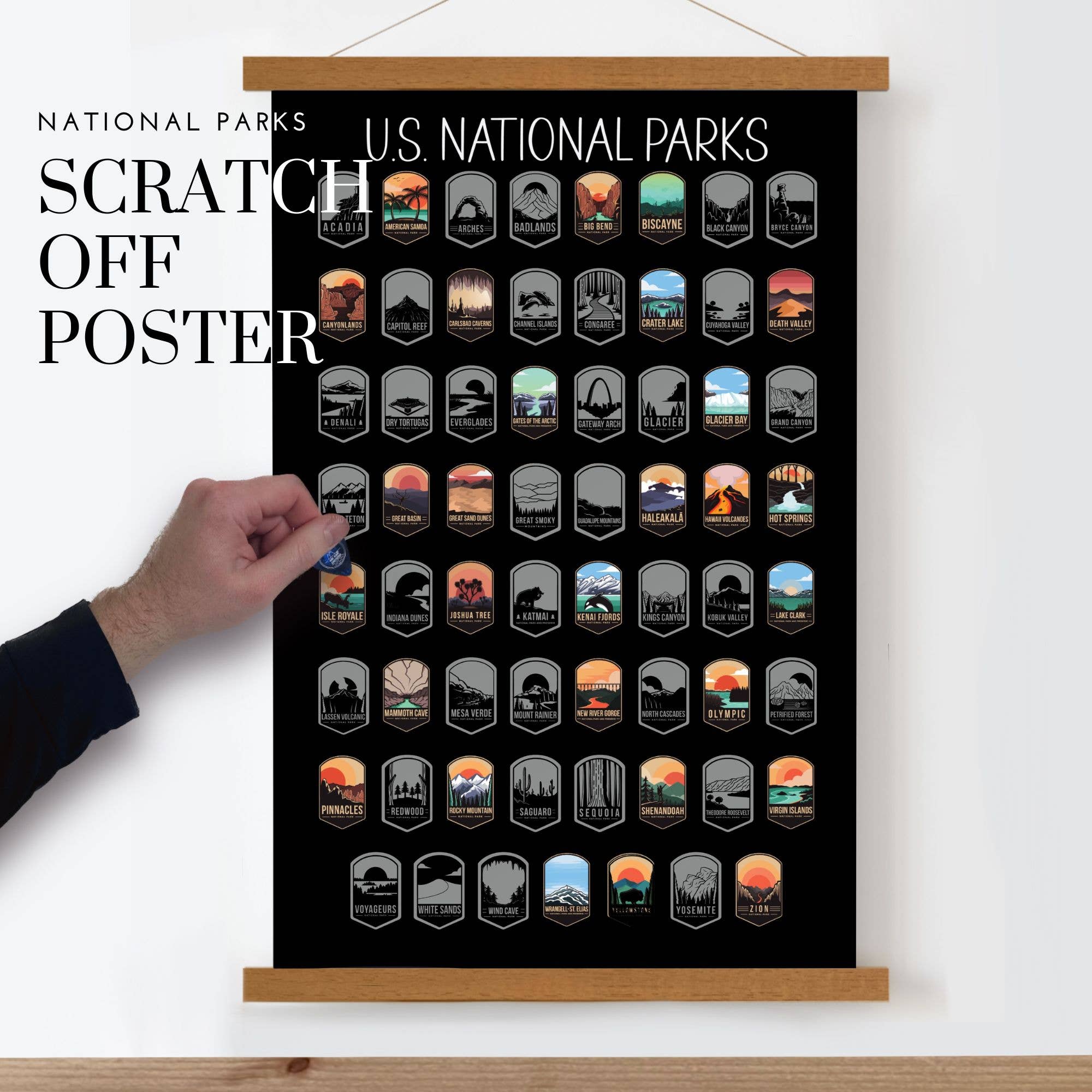 Track Your Adventures - Vente Poster - Poster à gratter sur les parcs nationaux 11 x 171