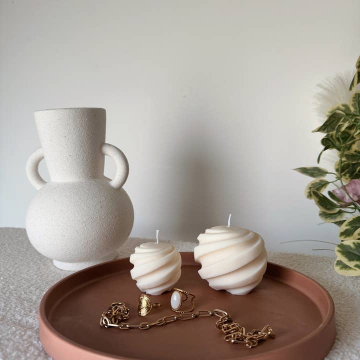 My Milky Candle - Wholesale Decorative Tray - large round handmade Jesmonite tray in marble or plain colors5