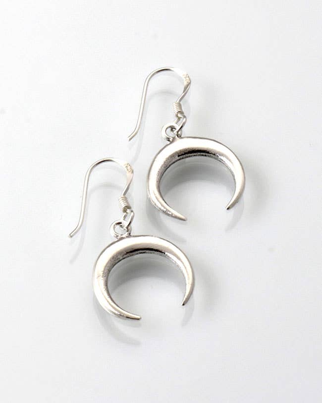 El Expreso de Oriente - Wholesale Dangle Earrings - Inverted Moon Pendant in Silver