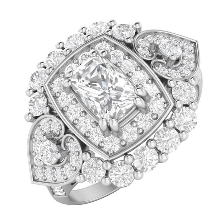 6X4mm Pude Moissanit 925 Sølv Cocktail Vielsesring for engroshandel hos Star Joya