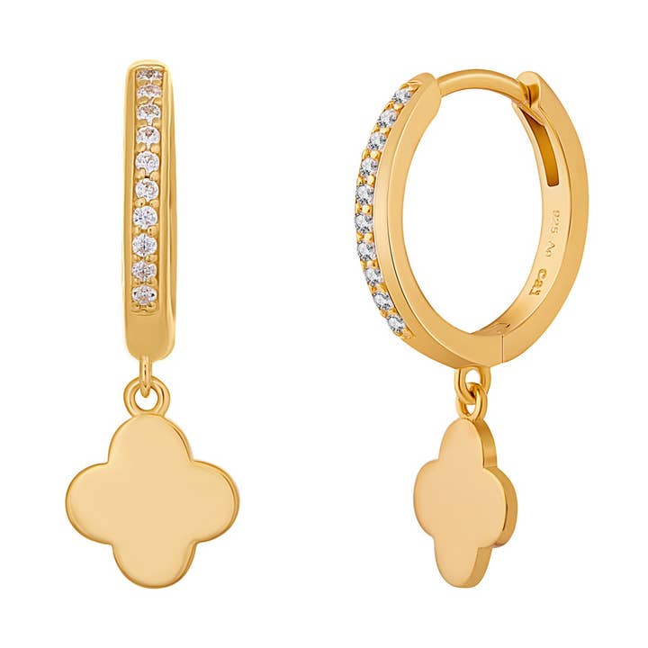 925 silver plated cloverleaf zirconia creoles for wholesale by caï