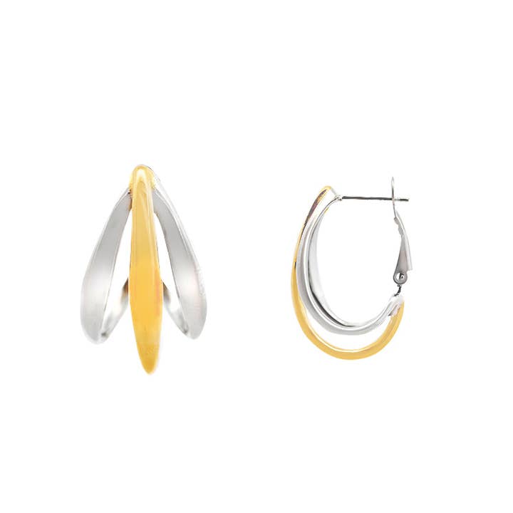 AMORINO SRL - Wholesale Hoop Earrings - TRIPLE OVAL HOOP EARRINGS - JN2472B542