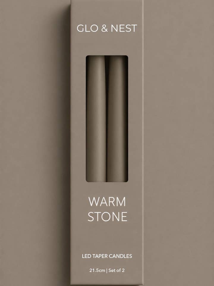 Set of 2 LED Taper Candles - Warm Stone for wholesale by GLO & NEST